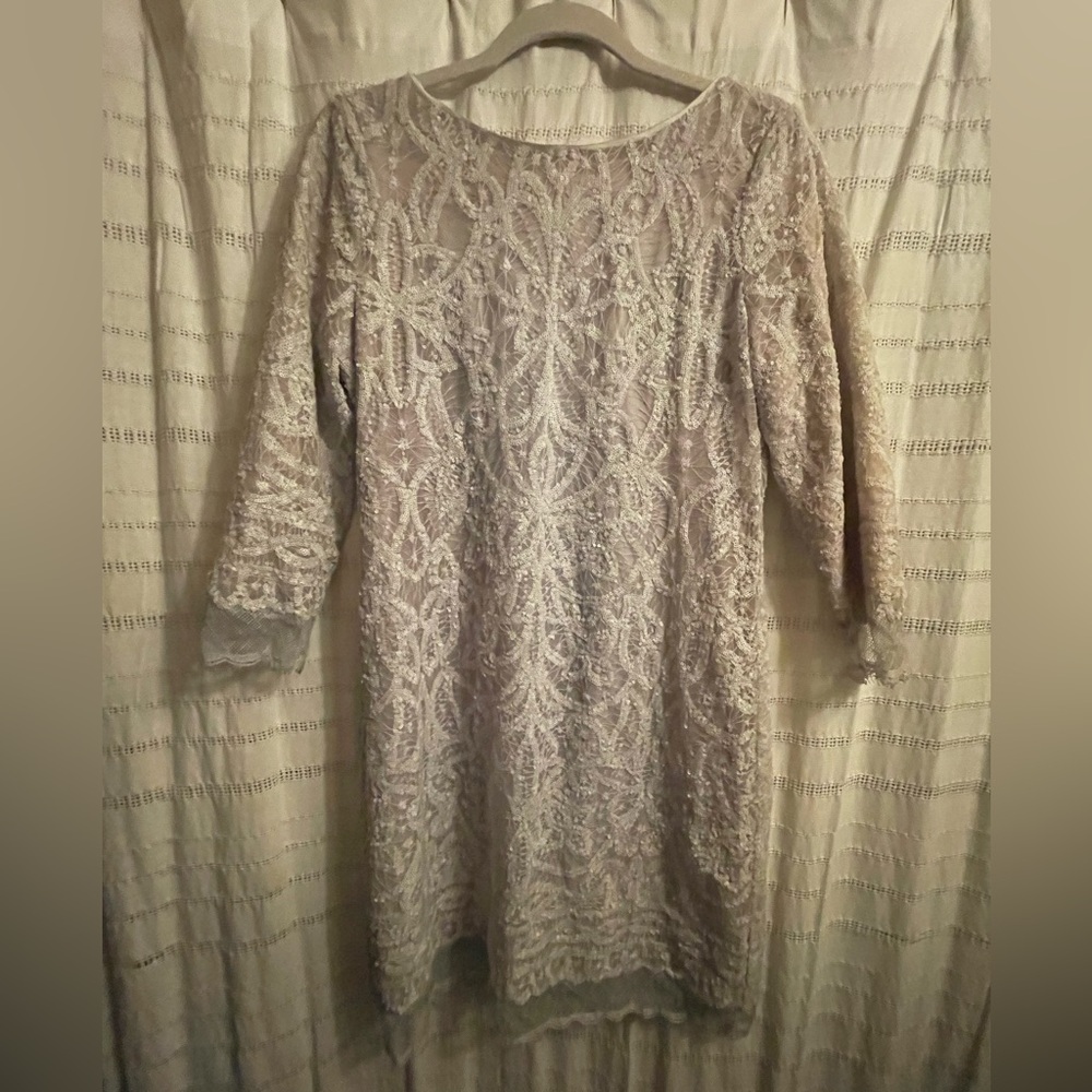 Elie Tahari Ice Blue Lace Sequin Cocktail Dress